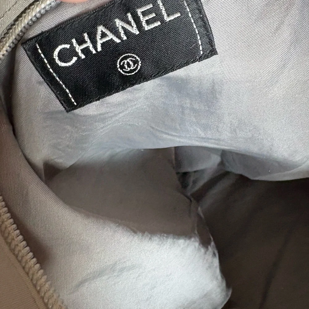 CHANEL Sports Line Cream & Gray Zip Top Tote